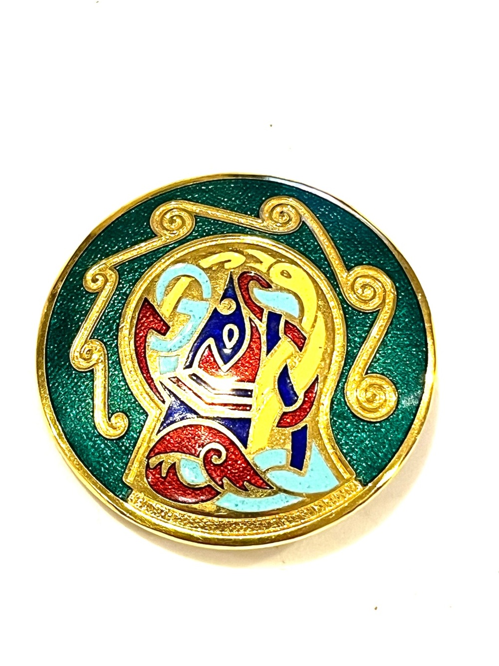 Celtic Colorful Enamel Round Brooch by Tara Ware inspired by Book of Kells